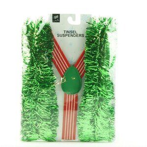 Christmas Green Tinsel Suspenders by prank-o NWT Sealed
